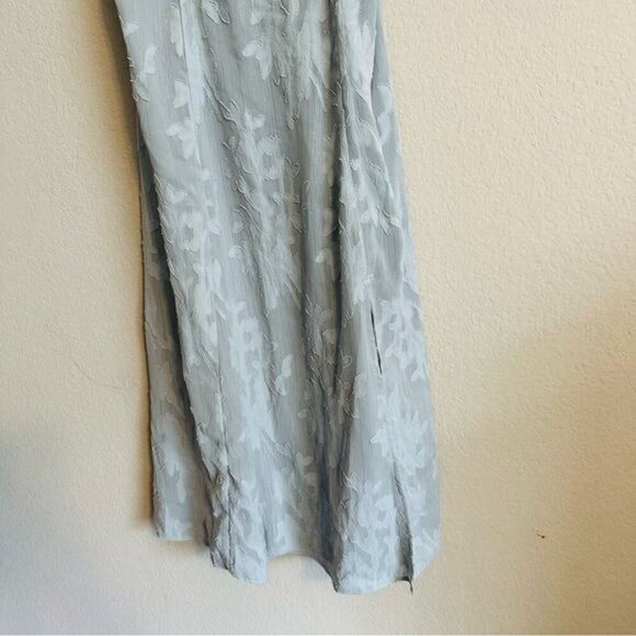 Lulus Loveliest Looks Dusty Blue Floral Jacquard Tie-Strap Midi Dress Size Large - Picture 5 of 10